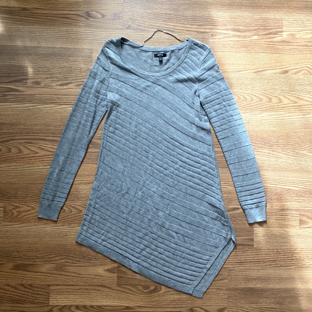 Lightweight, asymmetric tunic sweater top